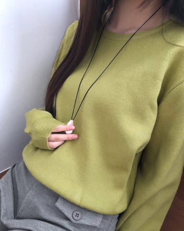 Abil Basic Round Neck Long Sleeve Knit